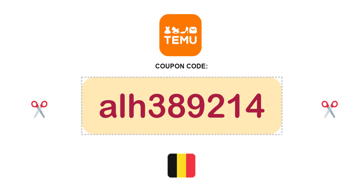 Temu Belgium coupon code, €100 bundle, recently verified