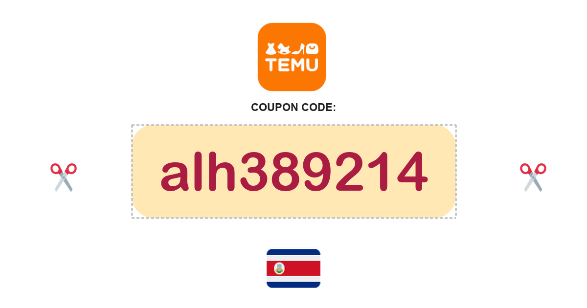 Temu Costa Rica coupon code, CRC52,000 bundle, recently verified