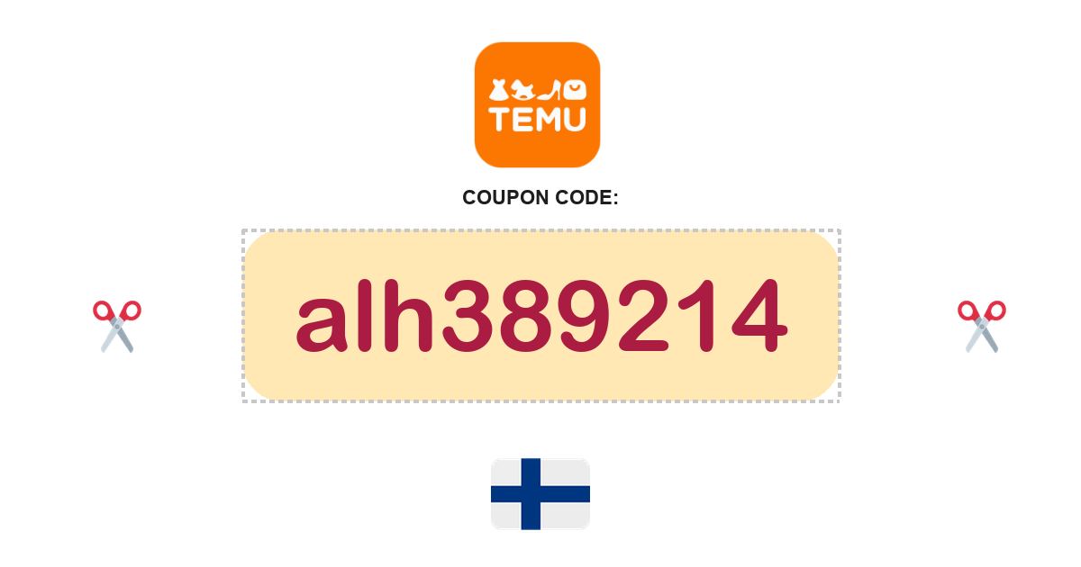 Temu Finland coupon code, €100 bundle, recently verified