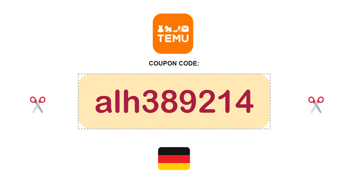 Temu Germany coupon code, €100 bundle, recently verified