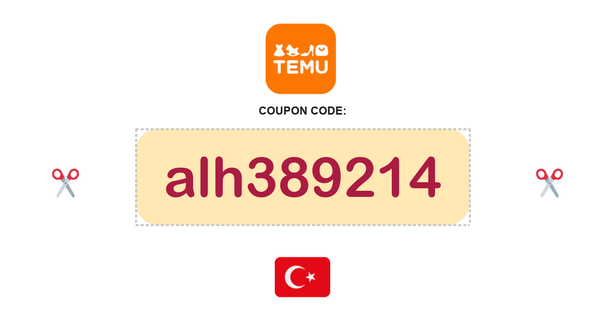 Temu Turkey coupon code, TRY1,600 bundle, recently verified