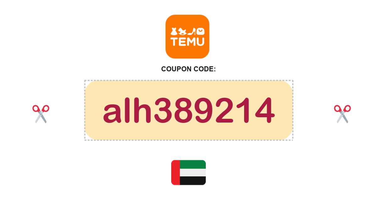 Temu United Arab Emirates coupon code, AED184 bundle, recently verified